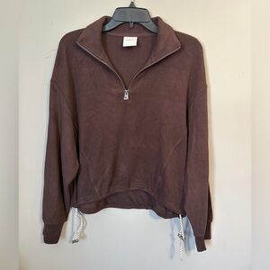 Varley Hawley Half Zip Sweatshirt Brown Size Small